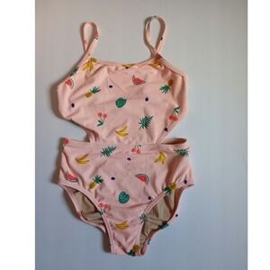 Old Navy-Fruit Print-One Piece-Swimsuit-Peach-Girls Size Medium 8